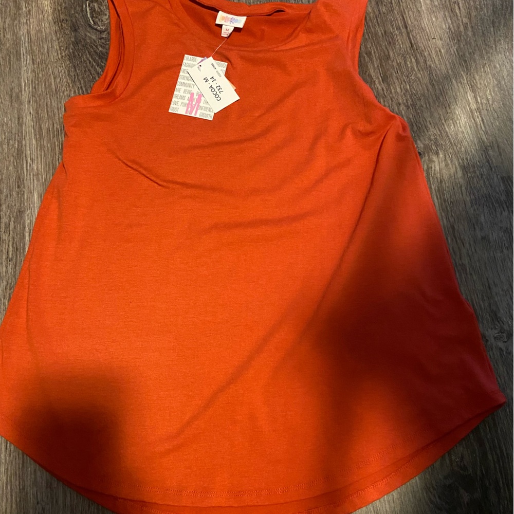 Lularoe cocoa tank med solid red orange new with tank